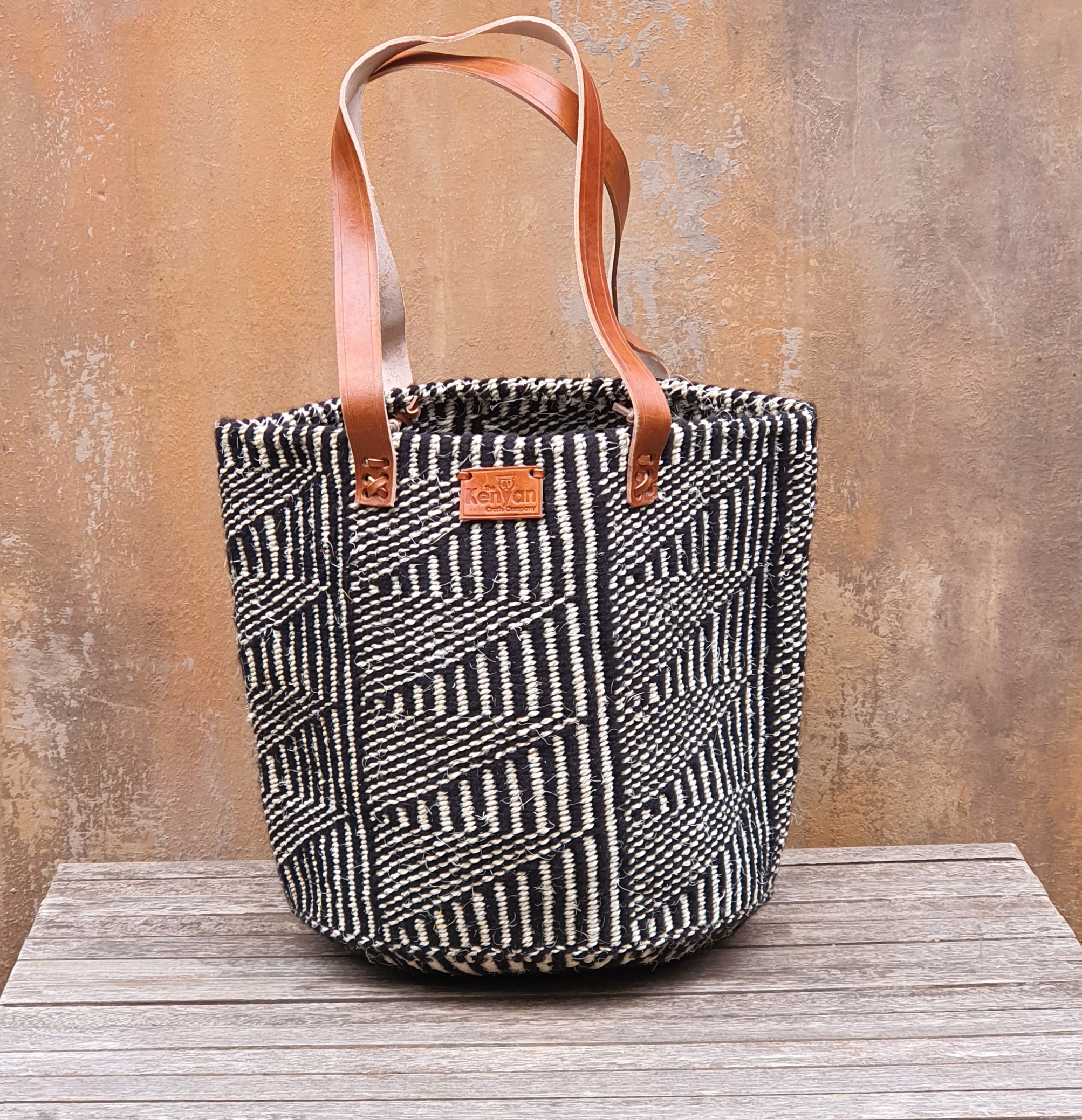 NJIRU: Recycled wool and sisal basket bag - Kenyan Crafts Company